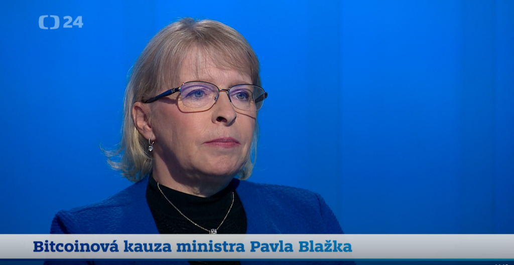 Hana Kordová Marvanová v ČT24 mluví o bitcoinové kauze ministra Blažka.
